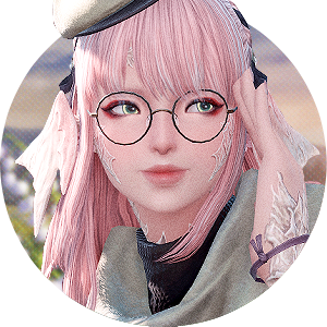 suzuran smiling, pushing her glasses up with her fingers, and looking to the side.